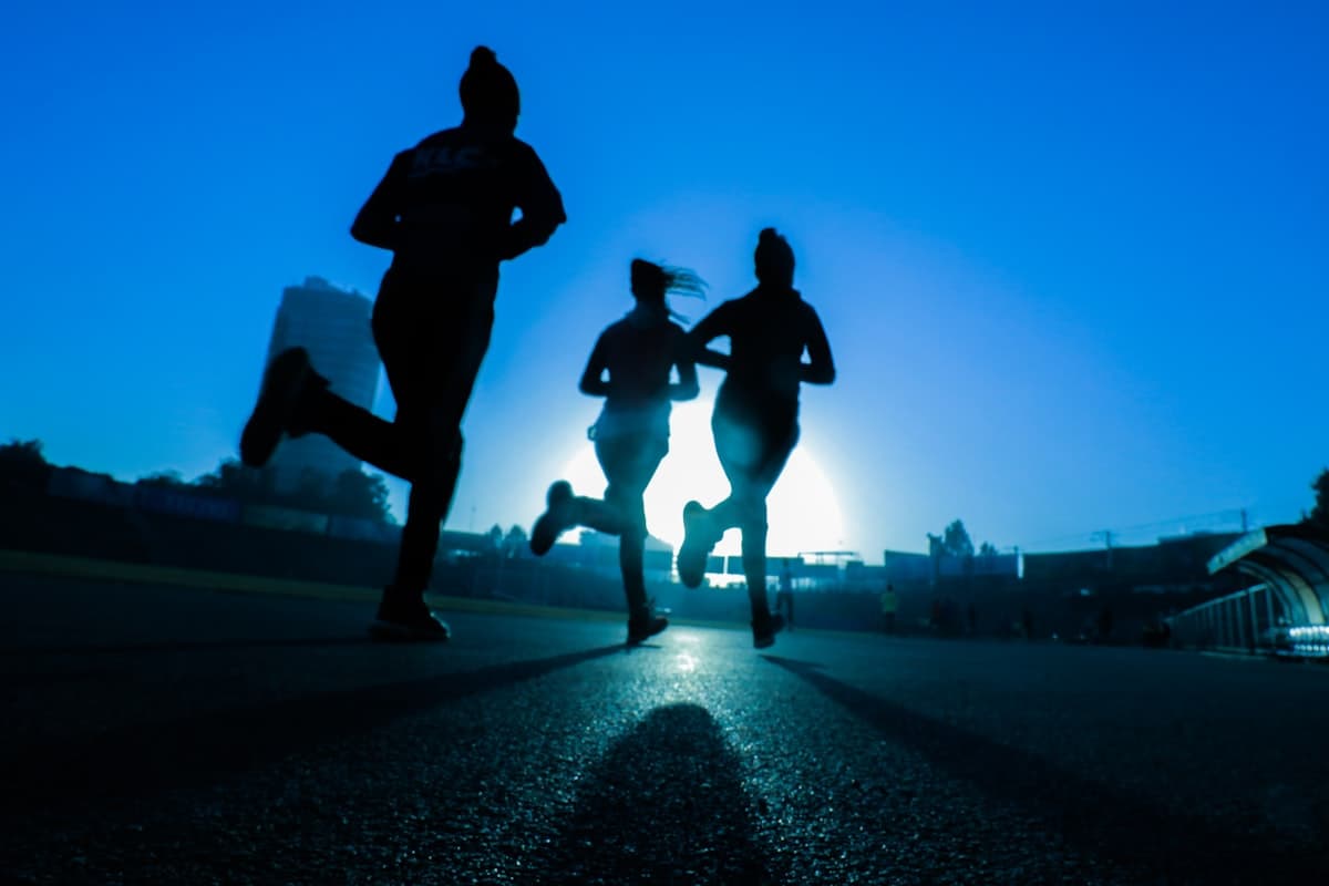 Runners on a road